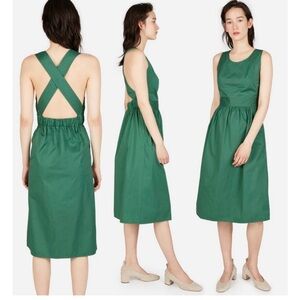 Everlane Green Clean Cotton Cross-back Dress